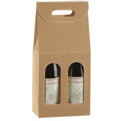 Scatola regalo verticale con maniglia per 2 bottiglie cm 18x9x38,5