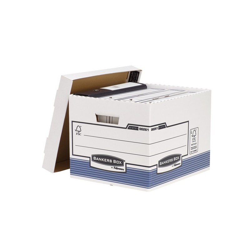 Scatola archivio Bankers Box System - con coperchio - 33,3x28,5x38 cm - bianco