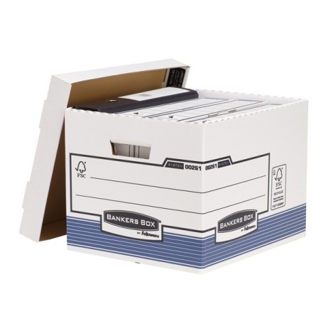 Scatola archivio Bankers Box System - con coperchio - 33,3x28,5x38 cm - bianco