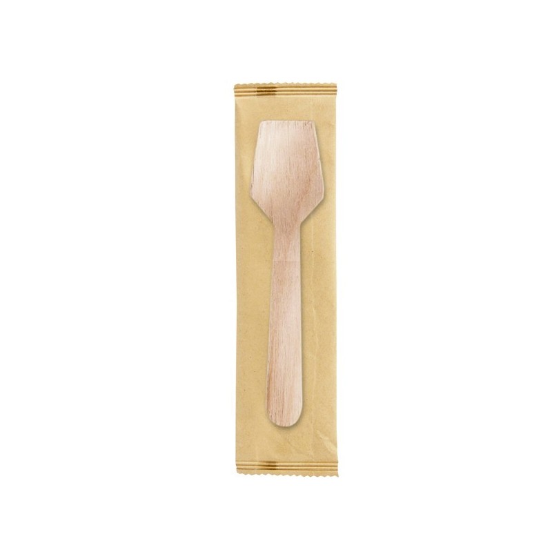 Palettina gelato monouso in legno - imbustata singolarmente - 9,6 cm