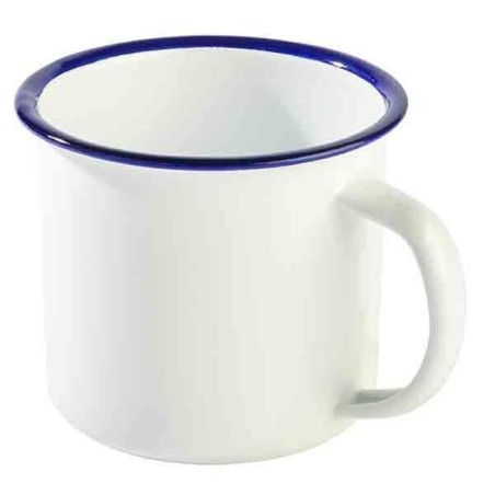 Tazza in acciao smaltato bianco blu midi