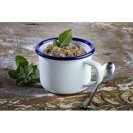 Tazza in acciao smaltato bianco blu blond