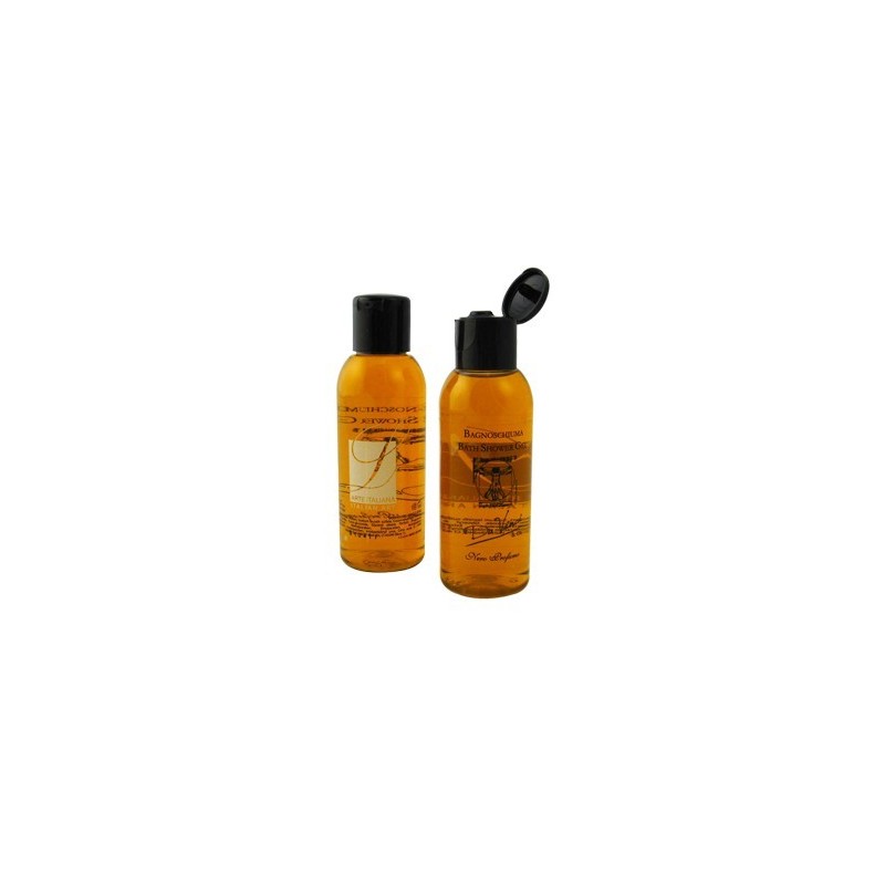 Shampoo Doccia in flacone Portofino 35ml con tappo flip-top. Nero Profumo.